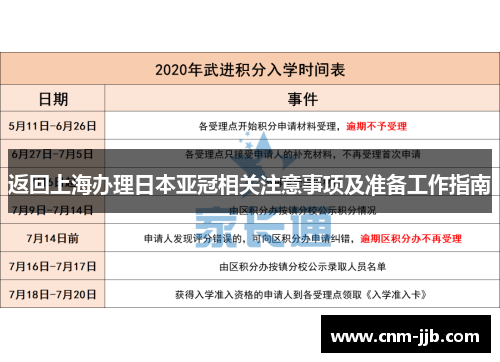 返回上海办理日本亚冠相关注意事项及准备工作指南