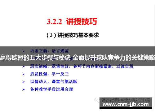 赢得欧冠的五大步骤与秘诀 全面提升球队竞争力的关键策略 赢得欧冠的五大步骤与秘诀 全面提升球队竞争力的关键策略