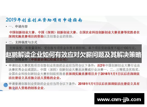 赵鹏解读企业如何有效应对欠薪问题及其解决策略